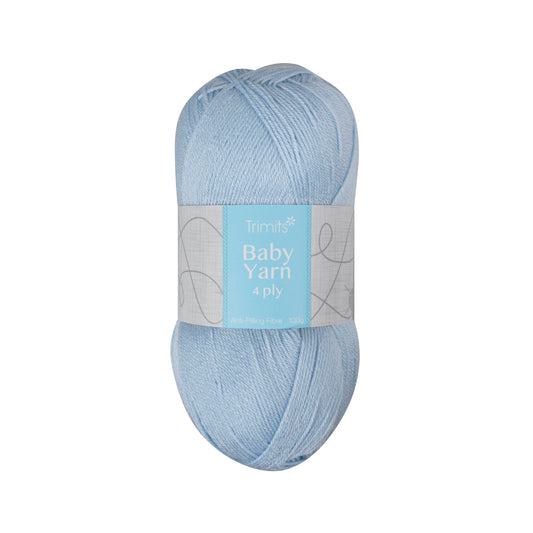 Ball of baby blue Trimits Baby 4 ply yarn