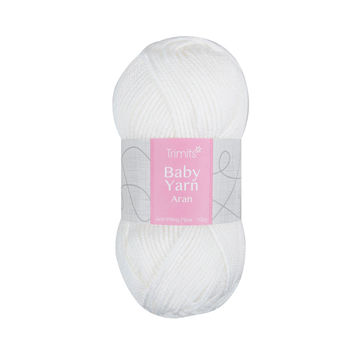 Ball of white Trimits Baby Aran yarn