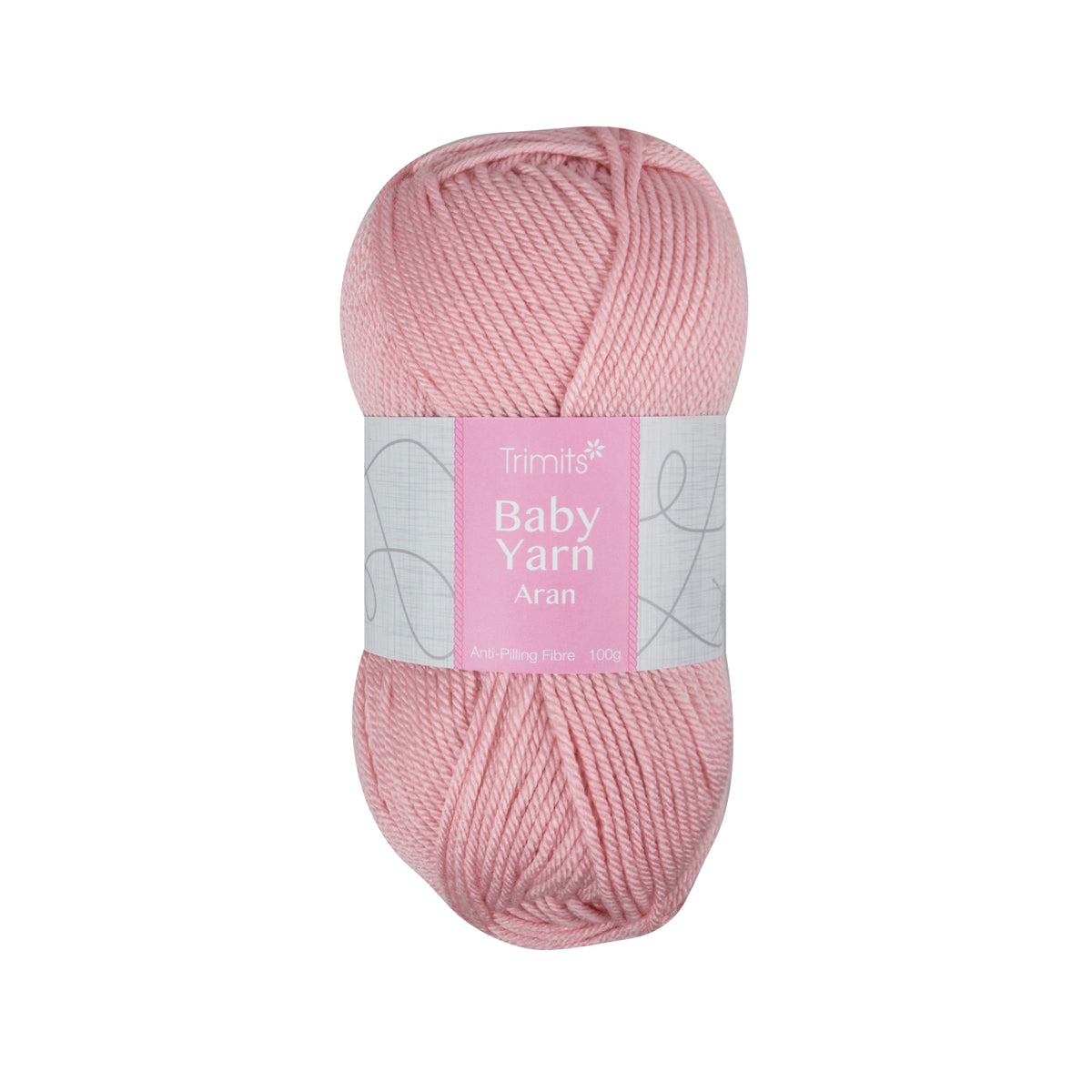 Ball of baby pink Trimits Baby Aran yarn