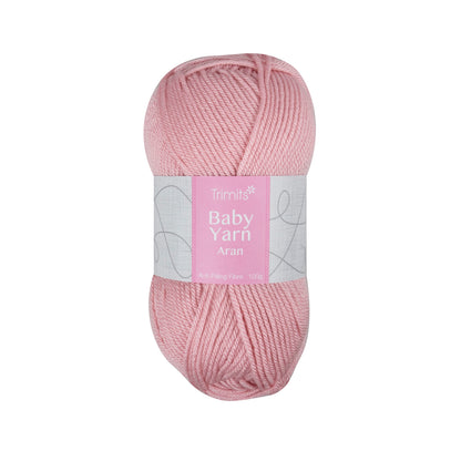 Ball of baby pink Trimits Baby Aran yarn