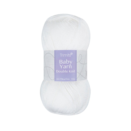 Ball of white Trimits baby double knitting yarn