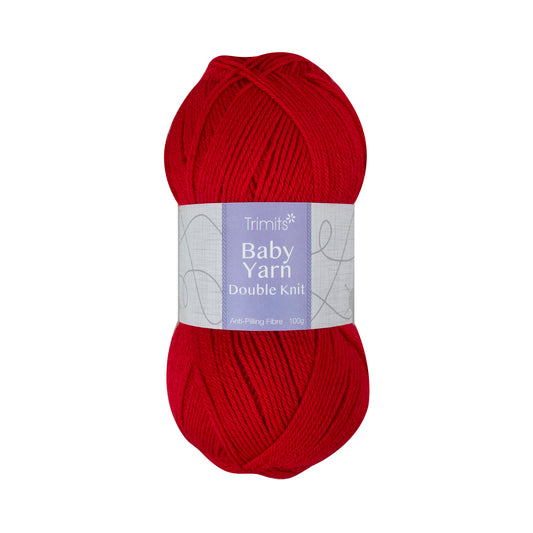 Ball of red Trimits baby double knitting yarn