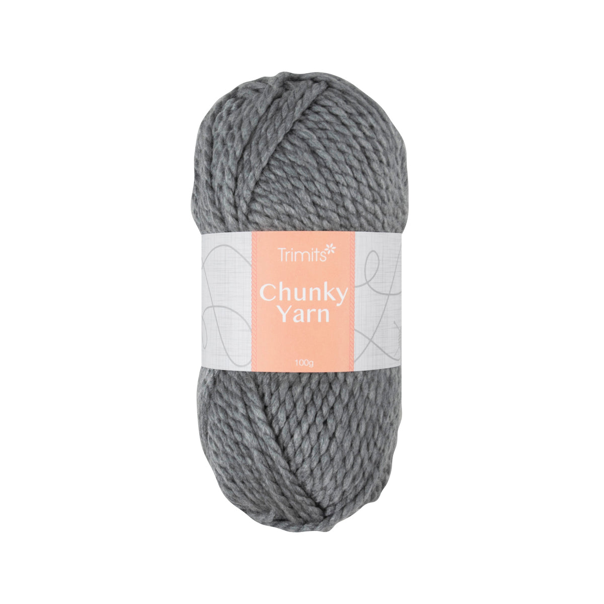 Ball of grey Trimits chunky knitting yarn