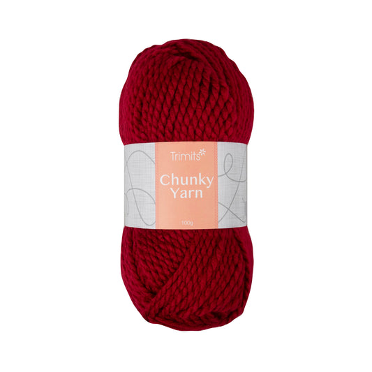 Ball of scarlet Trimits chunky knitting yarn
