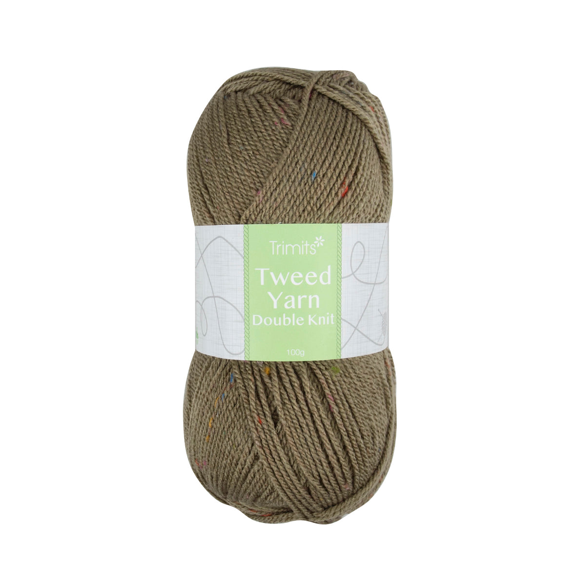 Ball of Trimits Tweed double knitting yarn in Olive
