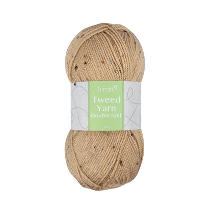 Ball of Trimits Tweed double knitting yarn in Beige