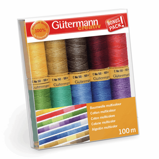 Gutermann Thread Set Natural Cotton C No 50 10 x 100m Assorted