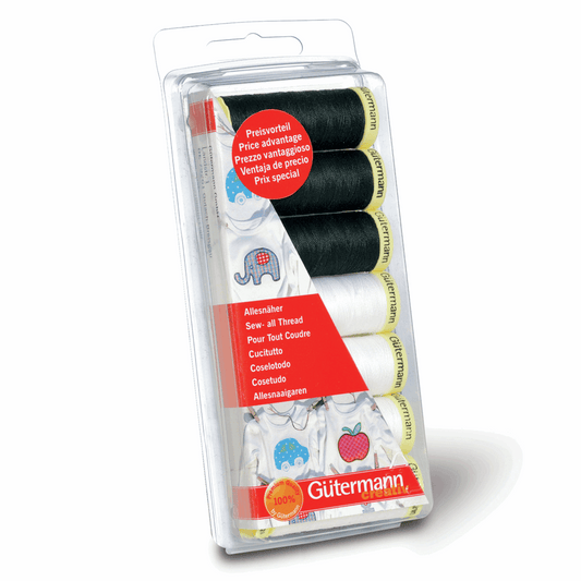 Gutermann Sew-All Thread Set - Black & White 7 x 100m