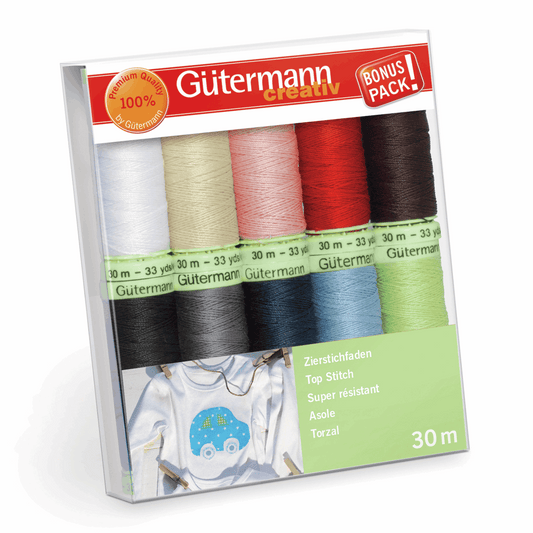 Gutermann Thread Set Top Stitch 10 x 30m Assorted