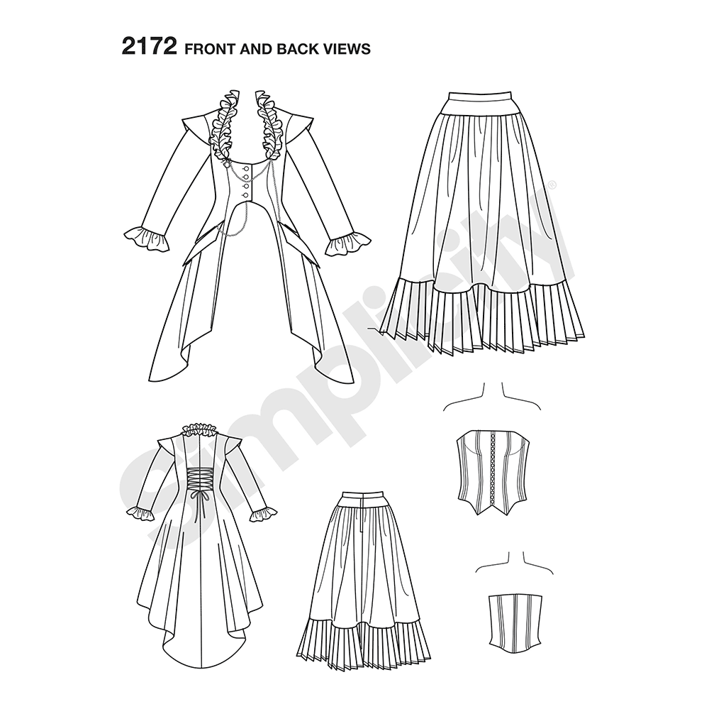 Simplicity S2172 sewing pattern envelope showing misses' steampunk costume