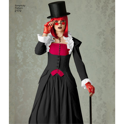 Simplicity S2172 sewing pattern envelope showing misses' steampunk costume