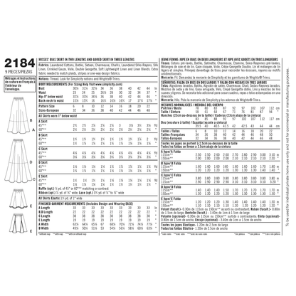 Simplicity S2184 sewing pattern envelope showing misses' skirts