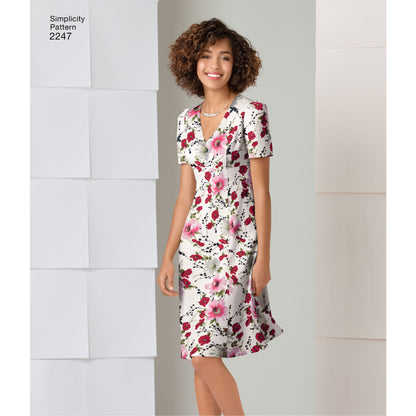 Simplicity S2247 sewing pattern envelope showing amazing fit dress