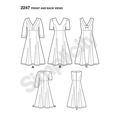 Simplicity S2247 sewing pattern envelope showing amazing fit dress