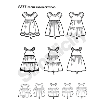 Simplicity S2377 sewing pattern envelope showing child's easy to sew dress