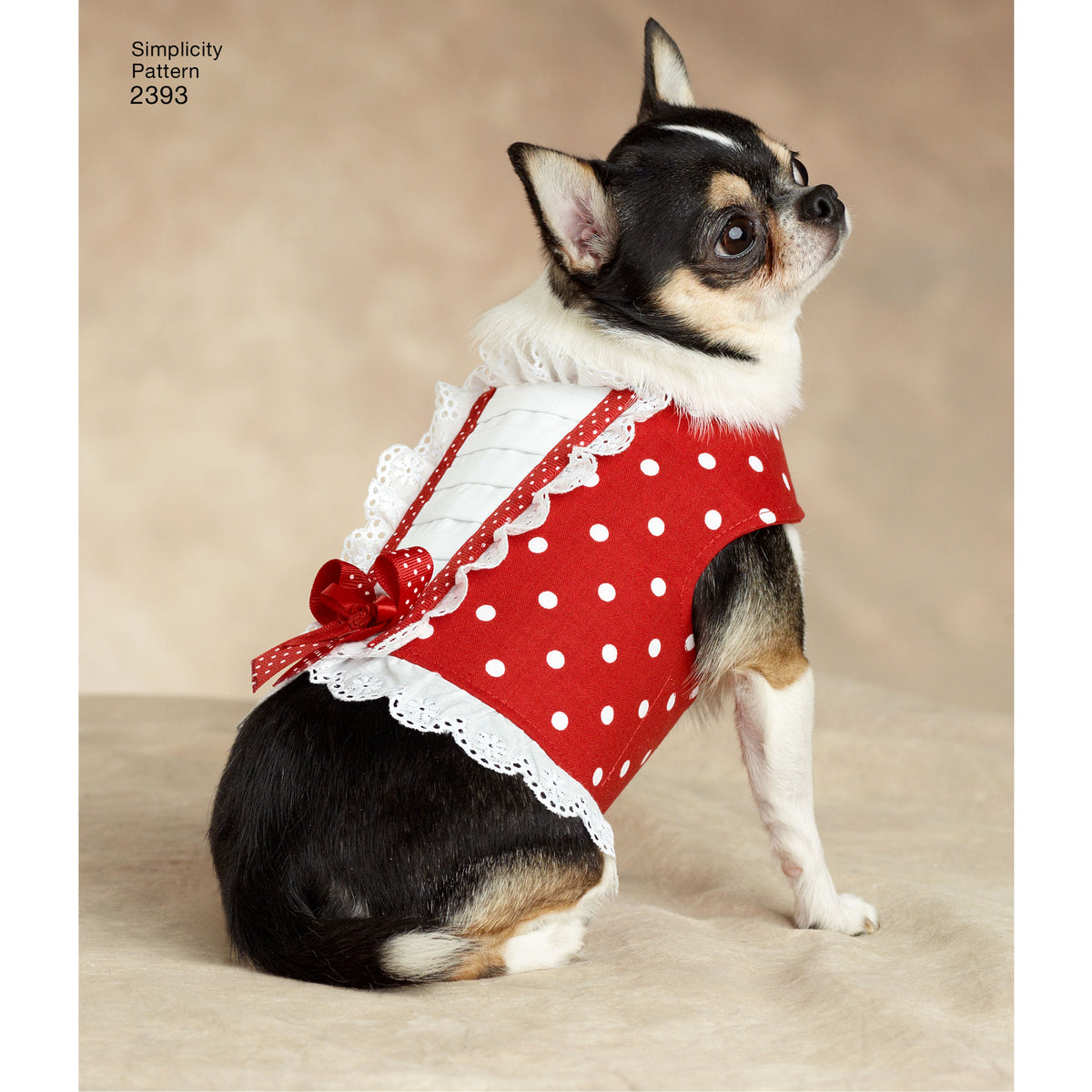 Simplicity S2393 sewing pattern envelope showing small dog coats
