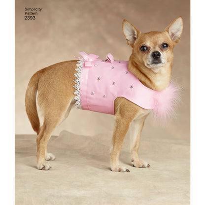 Simplicity S2393 sewing pattern envelope showing small dog coats