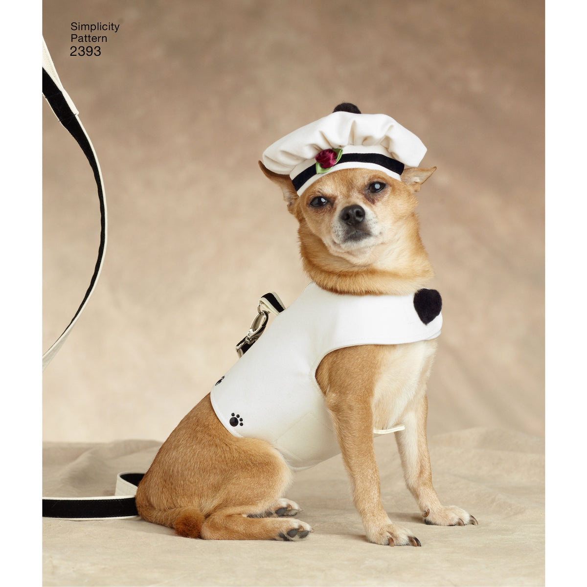 Simplicity S2393 sewing pattern envelope showing small dog coats