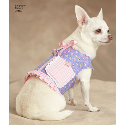 Simplicity S2393 sewing pattern envelope showing small dog coats