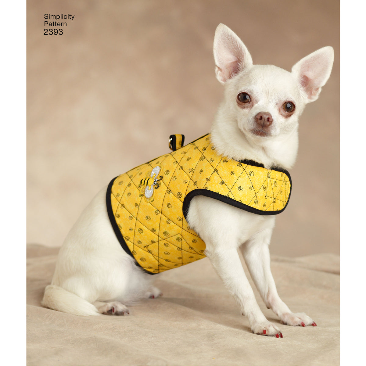 Simplicity S2393 sewing pattern envelope showing small dog coats