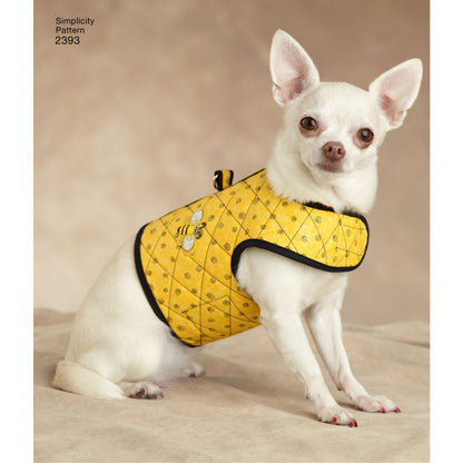 Simplicity S2393 sewing pattern envelope showing small dog coats