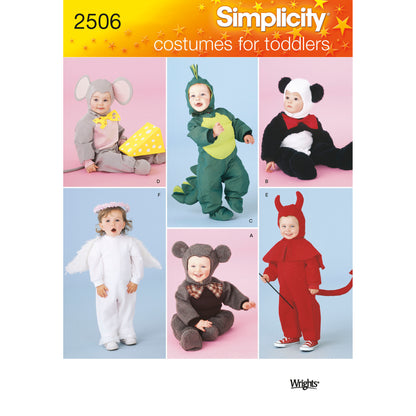 Simplicity S2506 sewing pattern envelope showing toddlers' animal costumes