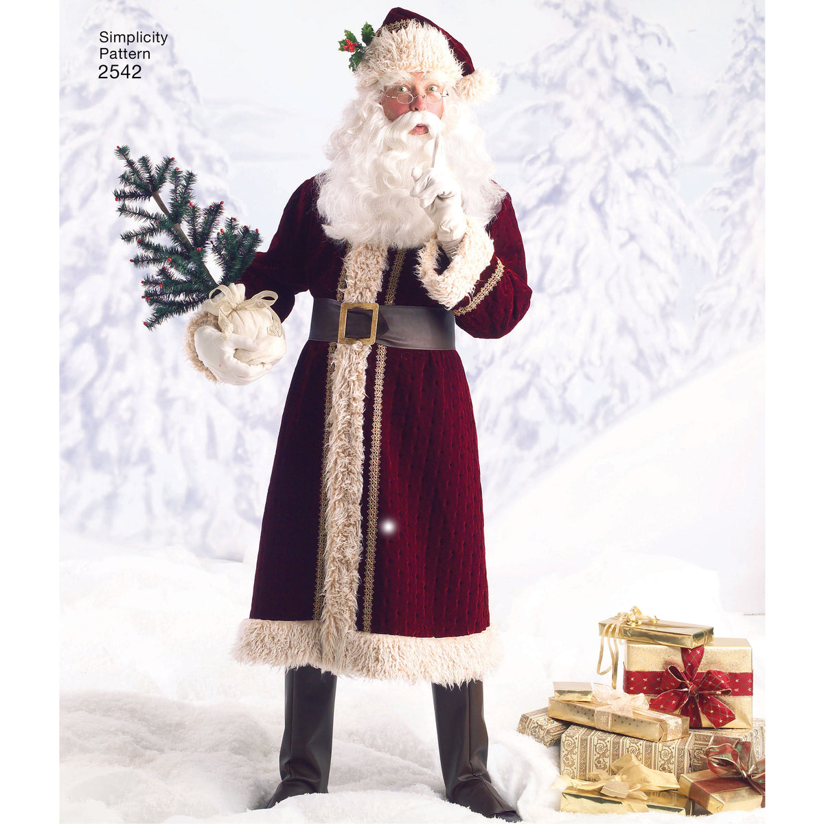 Simplicity S2542 sewing pattern envelope showing adult christmas costumes