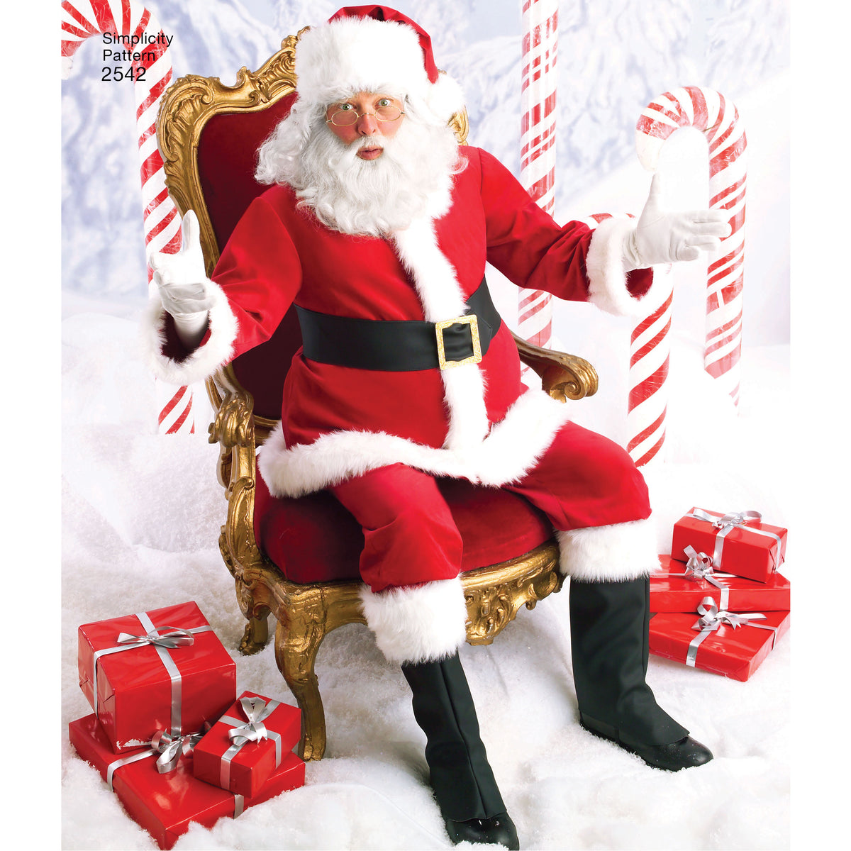 Simplicity S2542 sewing pattern envelope showing adult christmas costumes