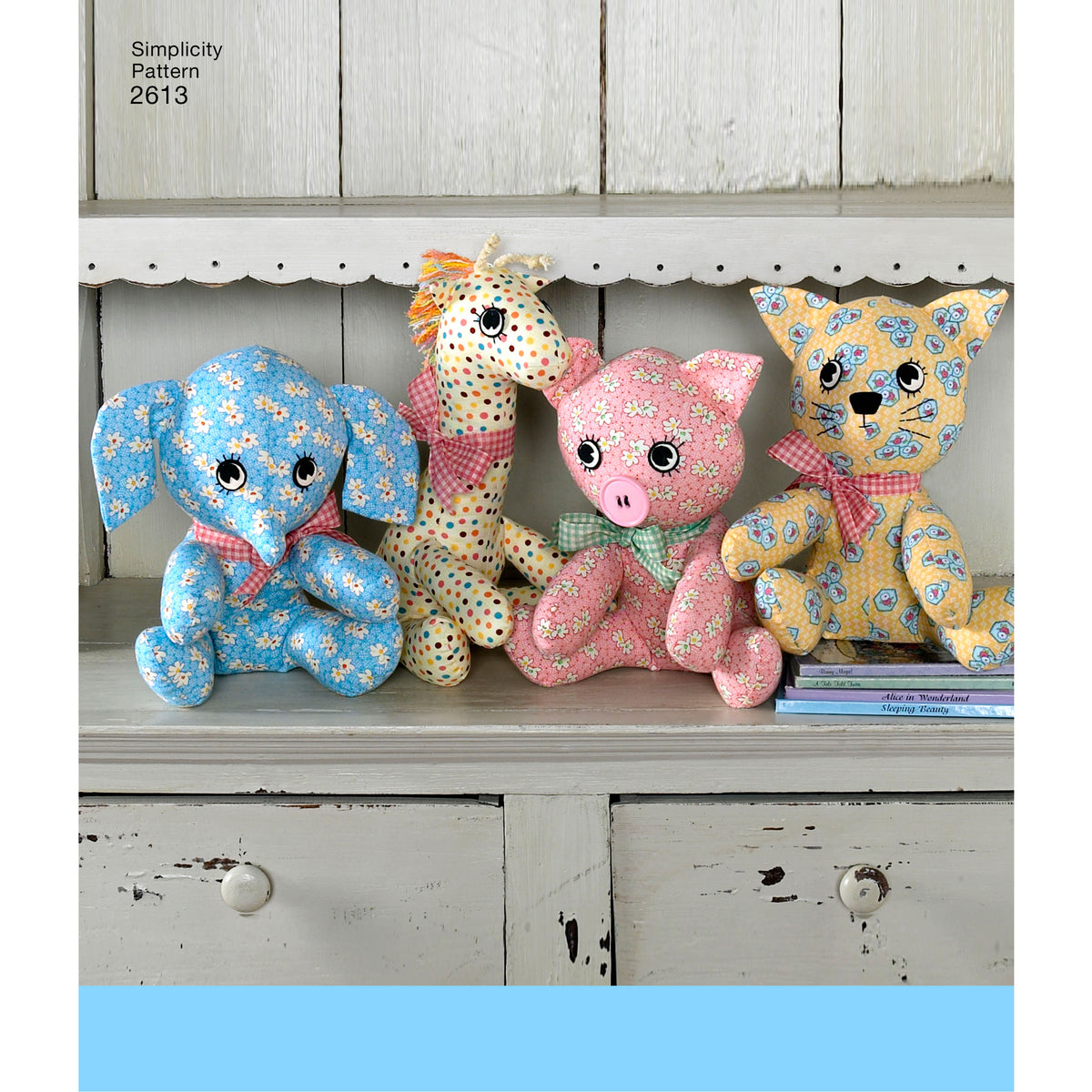 Simplicity S2613 sewing pattern envelope showing stuffed animals