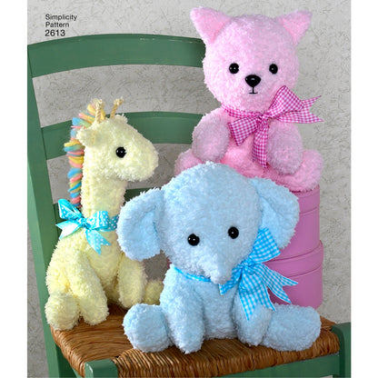 Simplicity S2613 sewing pattern envelope showing stuffed animals
