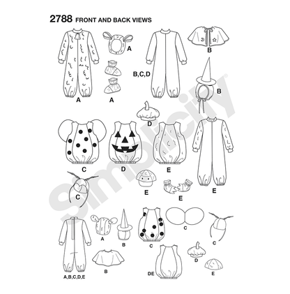 Simplicity S2788 sewing pattern envelope showing toddlers' costumes