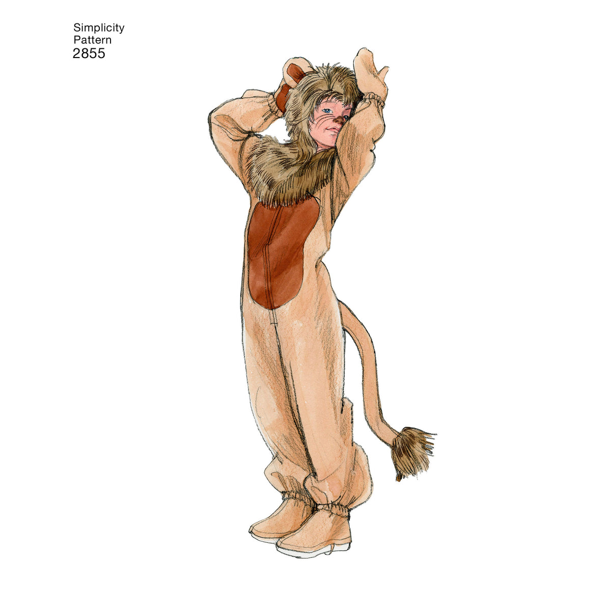 Simplicity S2855 sewing pattern envelope showing children's furry animal costumes