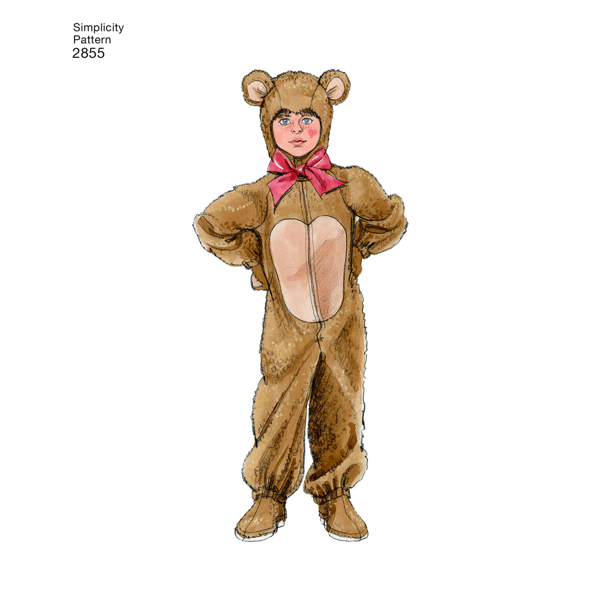 Simplicity S2855 sewing pattern envelope showing children's furry animal costumes