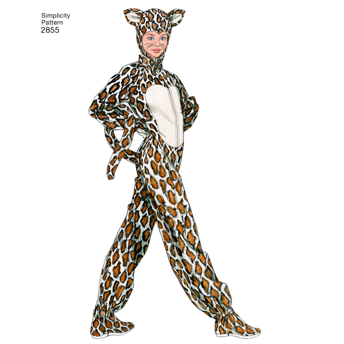 Simplicity S2855 sewing pattern envelope showing children's furry animal costumes