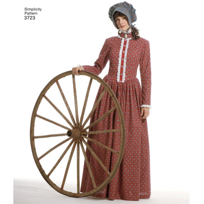Simplicity S3723 sewing pattern envelope showing misses' historical costume dresses