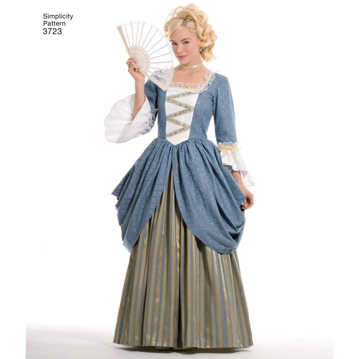 Simplicity S3723 sewing pattern envelope showing misses' historical costume dresses