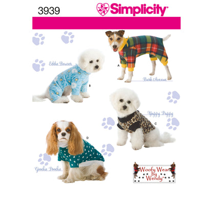 Simplicity S3939 sewing pattern envelope showing dog clothes