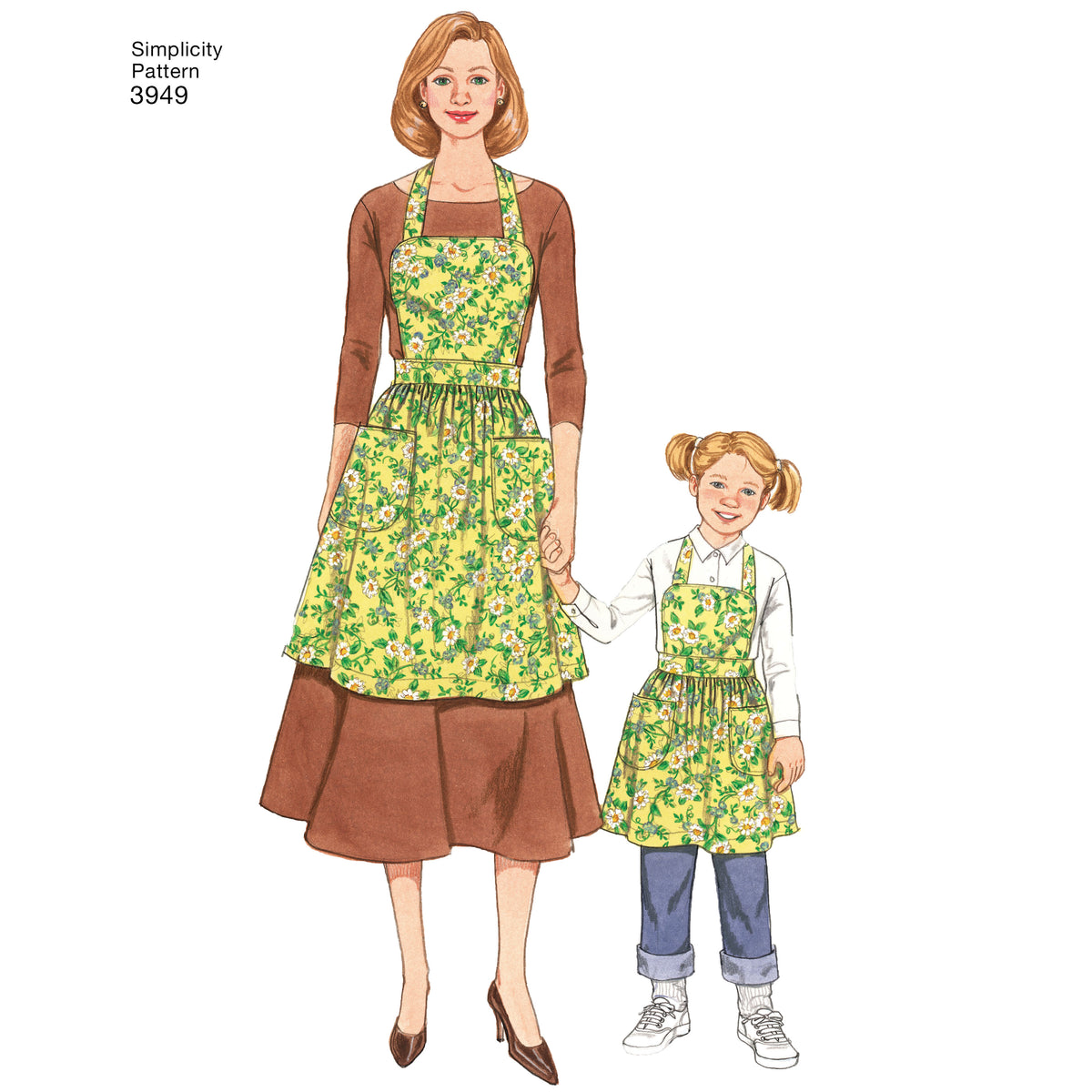 Simplicity S3949 sewing pattern envelope showing aprons