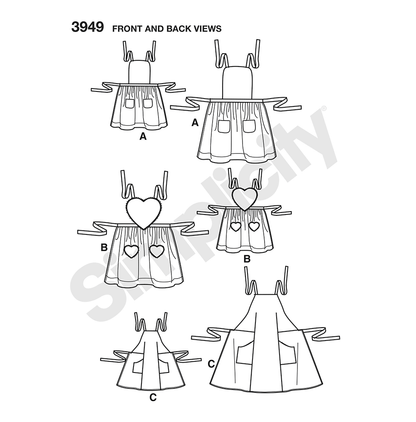 Simplicity S3949 sewing pattern envelope showing aprons