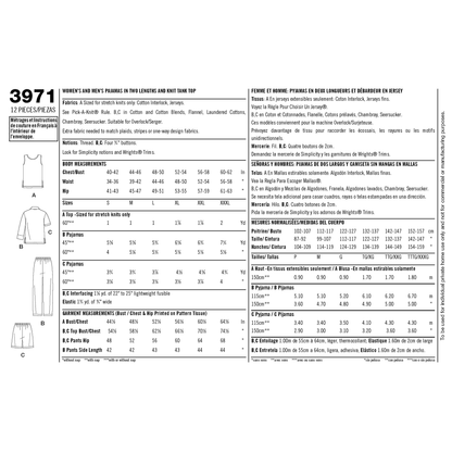 Simplicity S3971 sewing pattern envelope showing unisex sleepwear