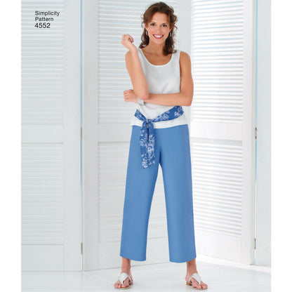 Simplicity S4552 sewing pattern envelope showing misses' casual wear