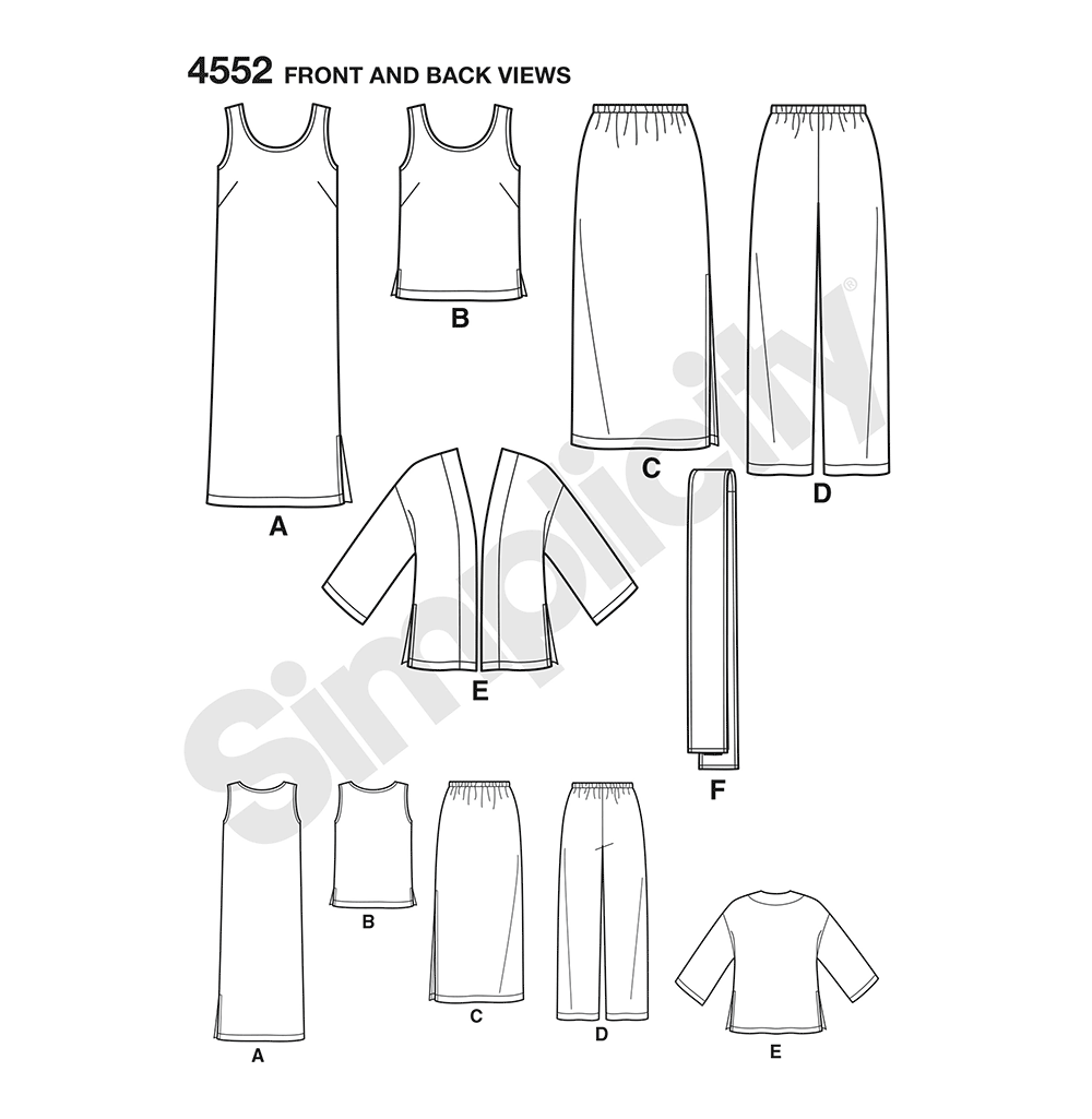 Simplicity S4552 sewing pattern envelope showing plus size casual wear