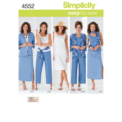 Simplicity S4552 sewing pattern envelope showing plus size casual wear