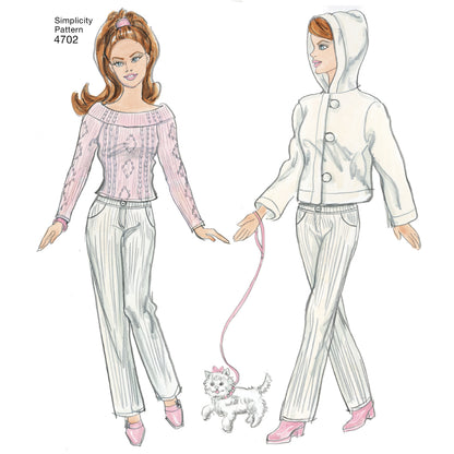 Simplicity S4702 sewing pattern envelope showing doll clothes