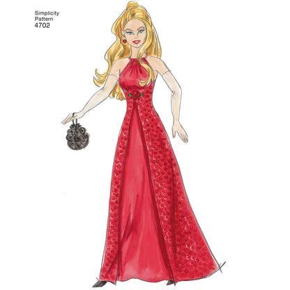 Simplicity S4702 sewing pattern envelope showing doll clothes