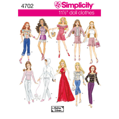Simplicity S4702 sewing pattern envelope showing doll clothes