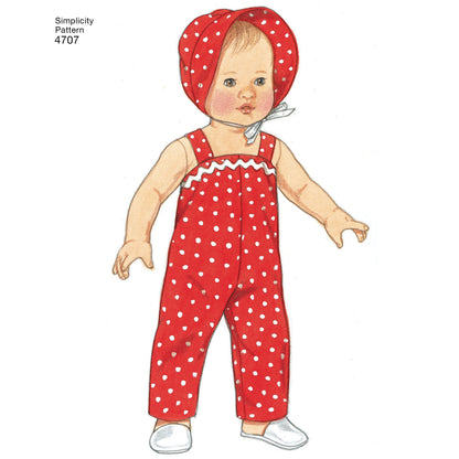 Simplicity S4707 sewing pattern envelope showing vintage baby doll clothes