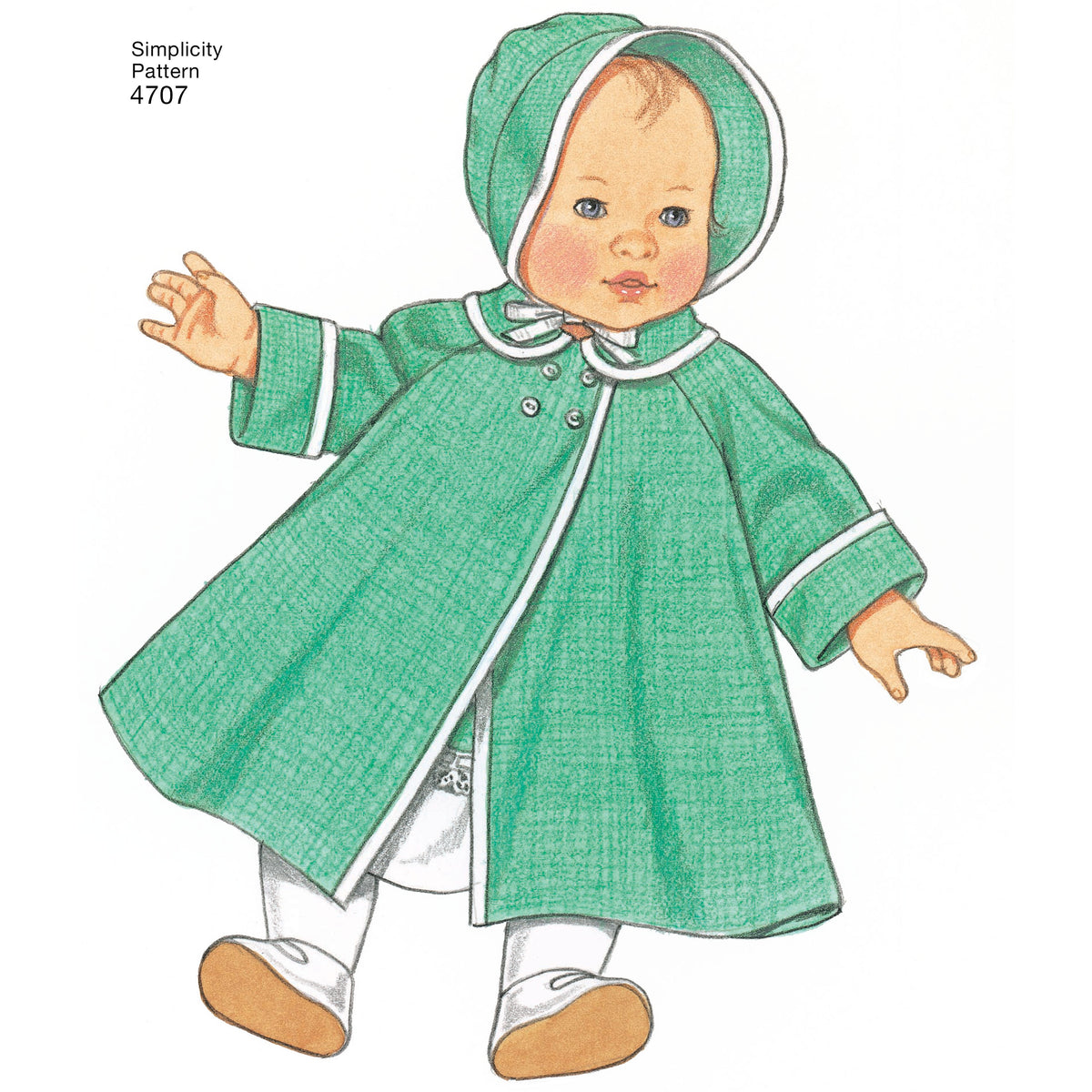 Simplicity S4707 sewing pattern envelope showing vintage baby doll clothes