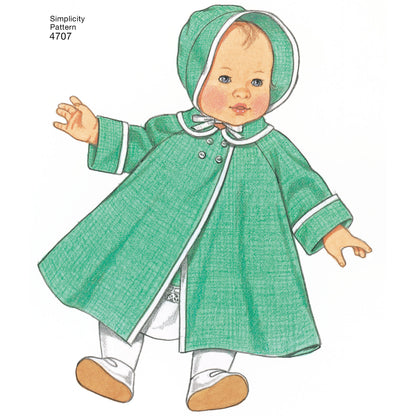 Simplicity S4707 sewing pattern envelope showing vintage baby doll clothes