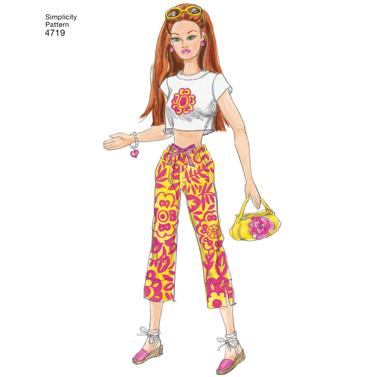 Simplicity S4719 sewing pattern envelope showing doll clothes
